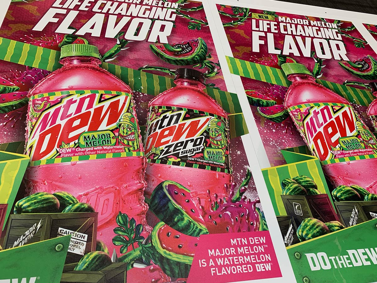 Phoenix graphic design and printing for Mountain Dew